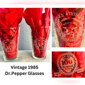 Vintage 1985 Dr. Pepper Glasses 100 year celebration rare collectible